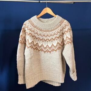Elegant Cream and Brown Women's Sweater
